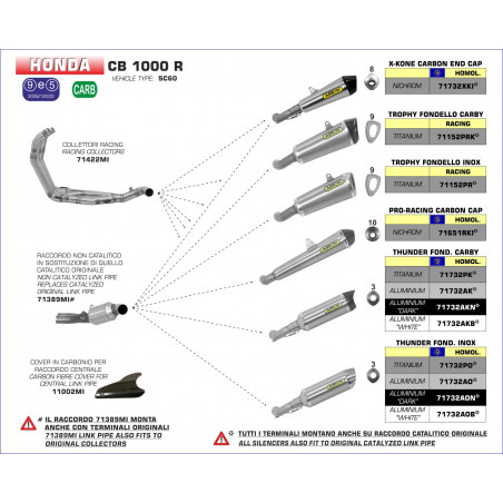 71389MI-31453 Raccordo centrale non catalitico Honda CB 1000 R 2008-2016 71389MI 8019799040441 ARROW
