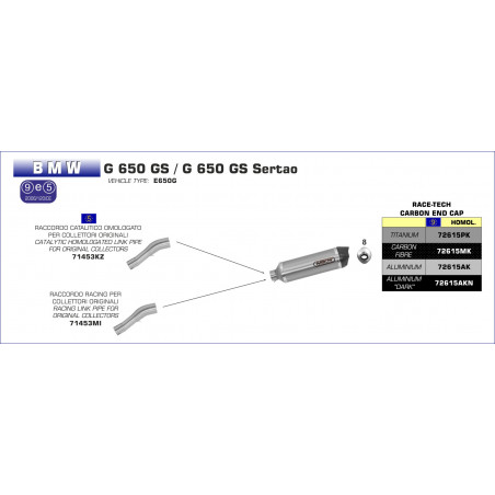 71453MI-31555 - Raccordo per collettori originali BMW G 650 GS Sertao 2012-2014 71453MI - 