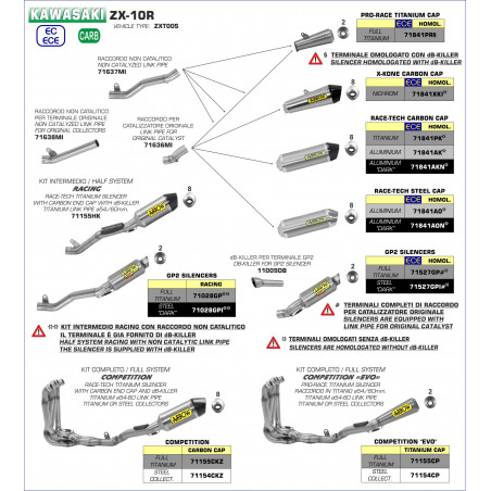71638MI-31812 Raccordo centrale non catalitico per terminale originale Kawasaki ZX-10R 2016-2018