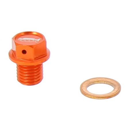 Tappo drenaggio olio con inserto magnetico KTM 125 SX 2002-2023 Arancione M12 x 12 - Passo 1,50