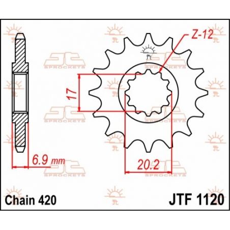 JTF1120.11 Pignoni in acciaio JT MINARELLI AM6 50 1995-2022 Passo 420 - 11 denti - Piatto  JT