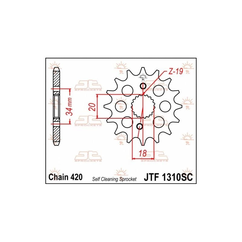 JTF1310.15SC Pignoni in acciaio JT HONDA CRF 150 R 2007-2023 Passo 420 - 15 denti  JT