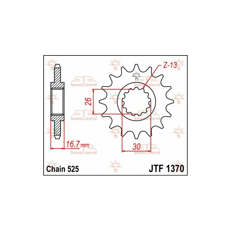 Pignoni in acciaio JT HONDA CBR 1000 RR 2017-2020 Passo 525 - 15 denti - Versione Gommata
