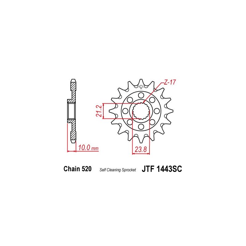 Pignoni in acciaio JT SUZUKI RMZ 450 2013-2023 Passo 520 - 13 denti