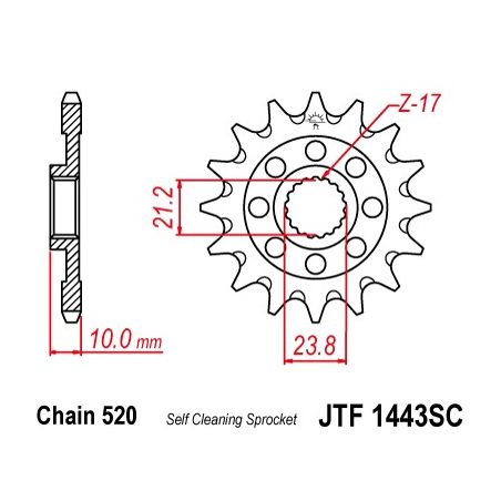 JTF1443.13SC Pignoni in acciaio JT SUZUKI RMZ 450 2013-2023 Passo 520 - 13 denti  JT