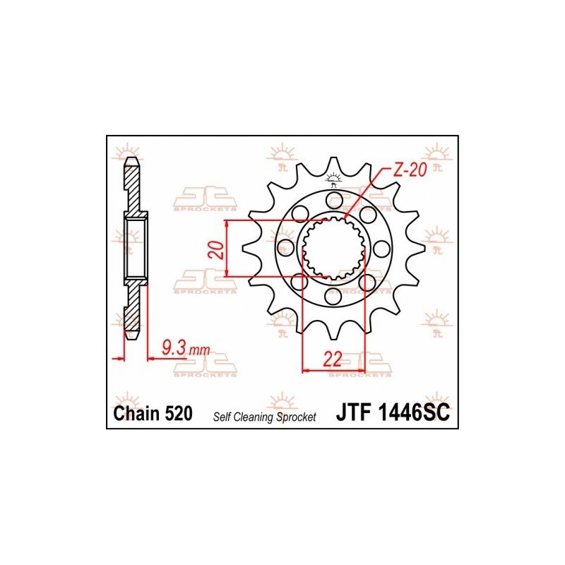 Pignoni in acciaio JT KAWASAKI KX 250 F 2006-2023 Passo 520 - 13 denti