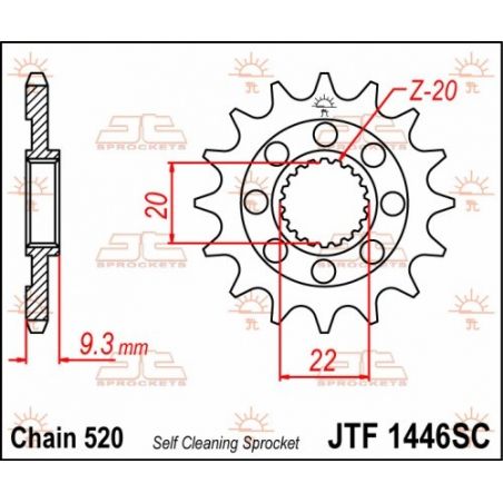 Pignoni in acciaio JT KAWASAKI KX 250 F 2006-2023 Passo 520 - 13 denti