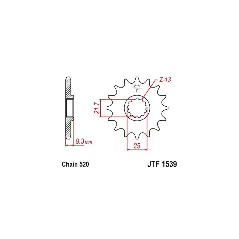 Pignoni in acciaio JT KAWASAKI KLE 300 2019-2021 Passo 520 - 14 denti