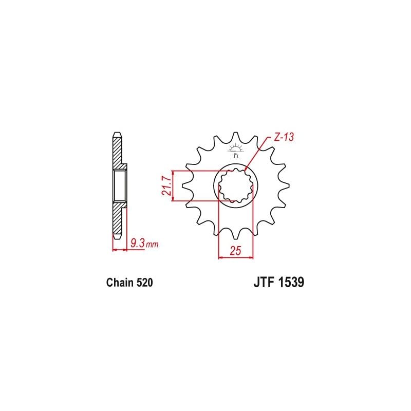 Pignoni in acciaio JT KAWASAKI KLE 300 2019-2021 Passo 520 - 14 denti
