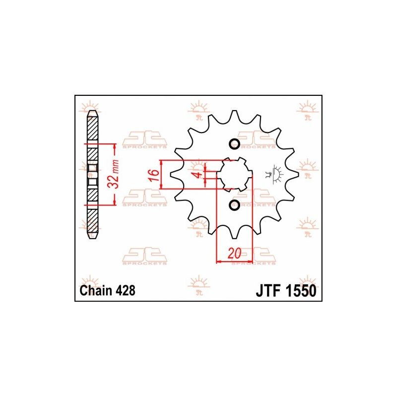 Pignoni in acciaio JT BETA RR 125 4T 2011-2020 Passo 428 - 14 denti