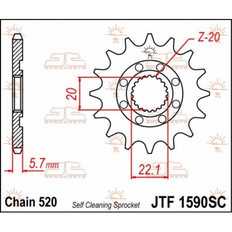 Pignoni in acciaio JT YAMAHA YZ 250 F 2001-2022 Passo 520 - 13 denti