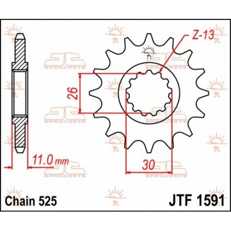 Pignoni in acciaio JT YAMAHA MT-09 2014-2022 Passo 525 - 16 denti - Versione Gommata