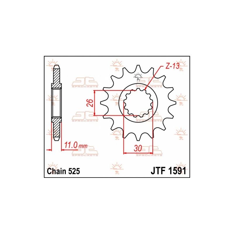 JTF1591.16 Pignoni in acciaio JT YAMAHA XSR 700 2016-2020 Passo 525 - 16 denti - Versione Gommata 