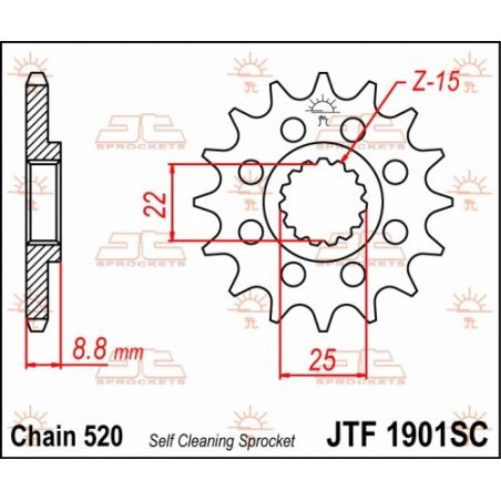 Pignoni in acciaio JT KTM 350 SX F 2011-2023 Passo 520 - 14 denti