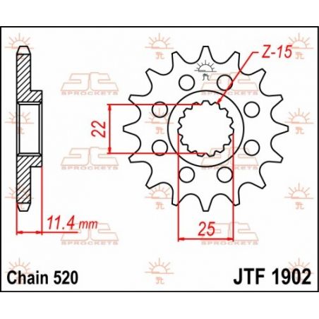 Pignoni in acciaio JT KTM 890 Duke R 2020-2022 Passo 520 - 15 denti