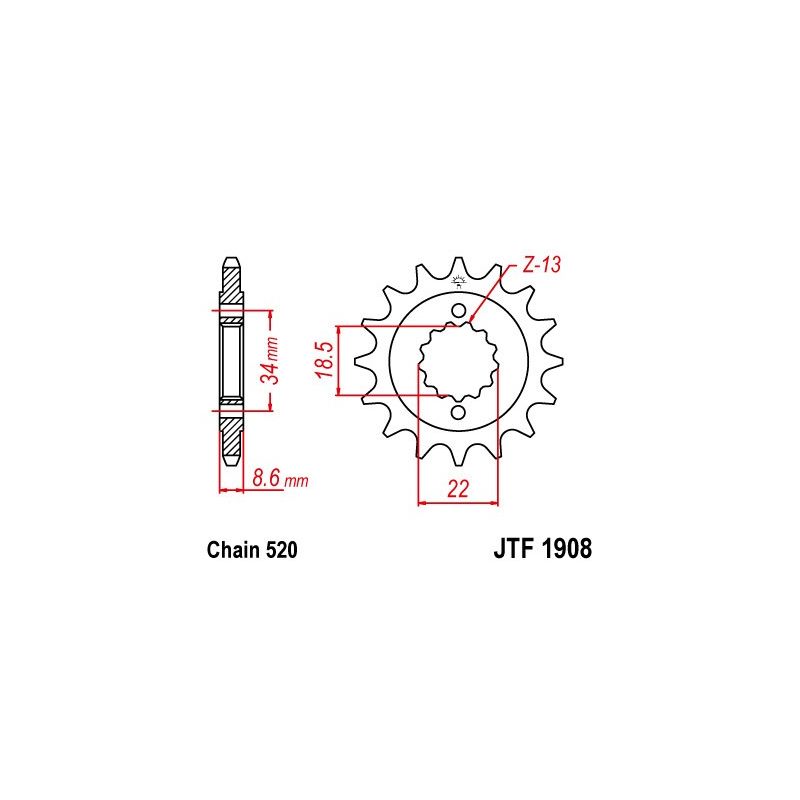Pignoni in acciaio JT KTM 390 Duke 2013-2022 Passo 520 - 15 denti