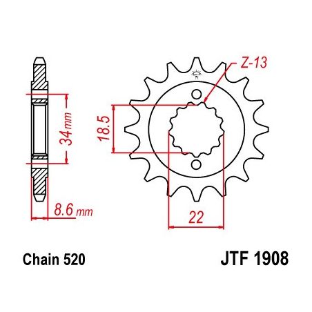 Pignoni in acciaio JT KTM 390 Duke 2013-2022 Passo 520 - 15 denti