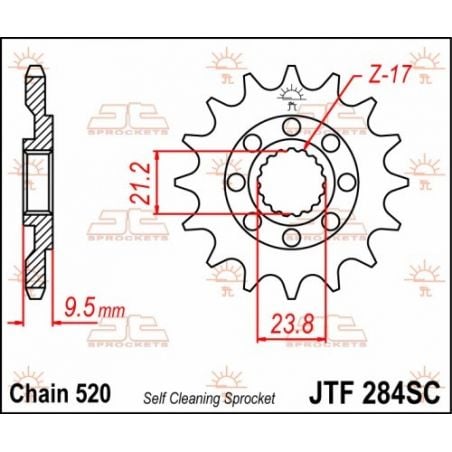 JTF284.13SC Pignoni in acciaio JT HONDA CRF 450 RX 2017-2023 Passo 520 - 13 denti  JT
