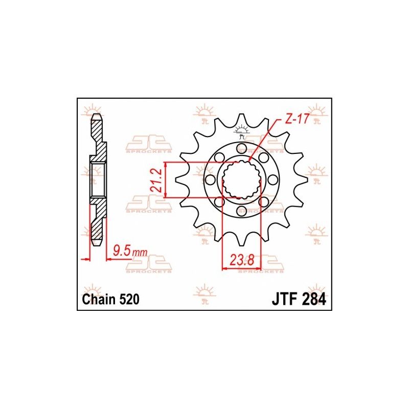 JTF284.15 Pignoni in acciaio JT HONDA CRF 250 R 2022-2023 Passo 520 - 15 denti  JT