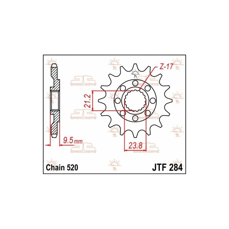 JTF284.15 Pignoni in acciaio JT HONDA CRF 250 RX 2022-2023 Passo 520 - 15 denti  JT