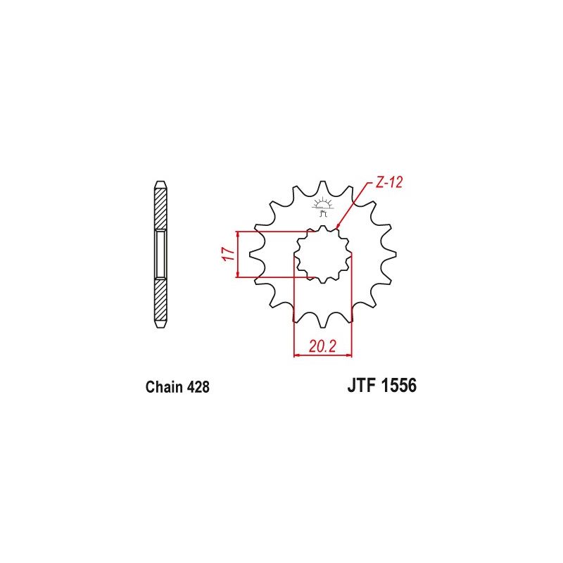 JTF3095.13 Pignoni in acciaio JT MINARELLI AM6 50 1995-2022 Passo 428 - 13 denti - Piatto  JT