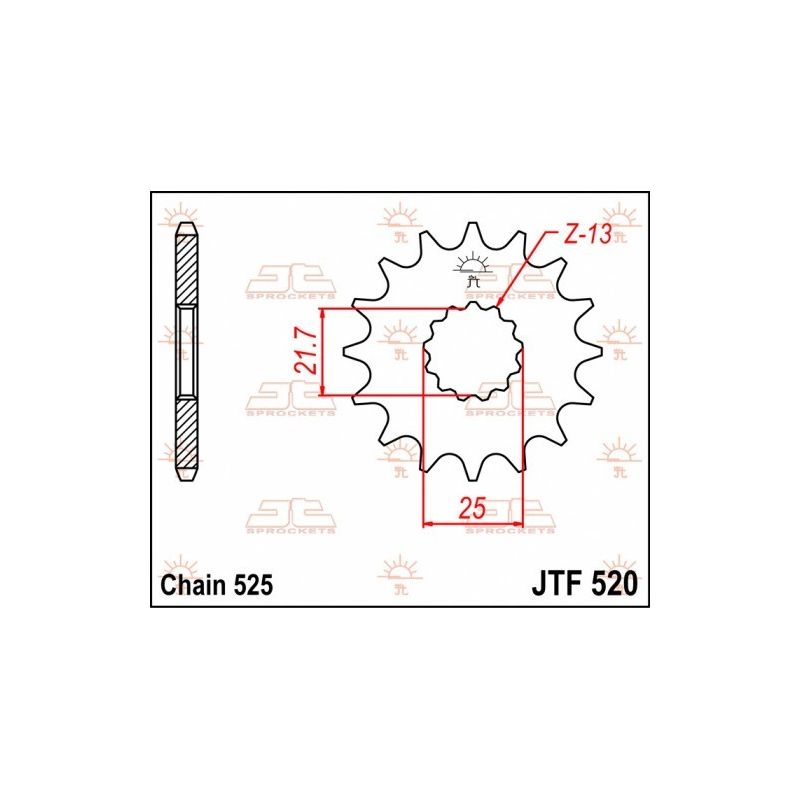 Pignoni in acciaio JT SUZUKI DL 1050 V-Strom 2015-2020 Passo 525 - 15 denti - Versione gommata