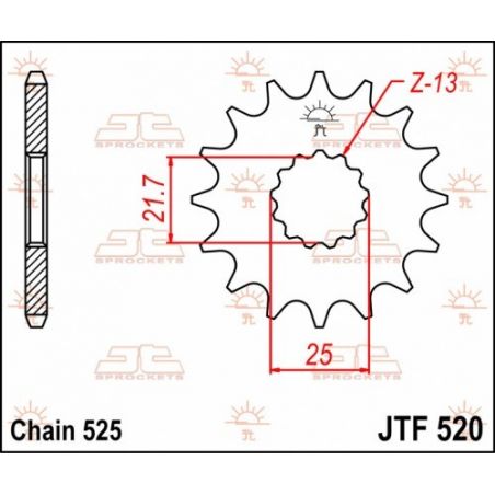 JTF520.17 Pignoni in acciaio JT SUZUKI DL 1050 V-Strom 2015-2020 Passo 525 - 17 denti - Versione