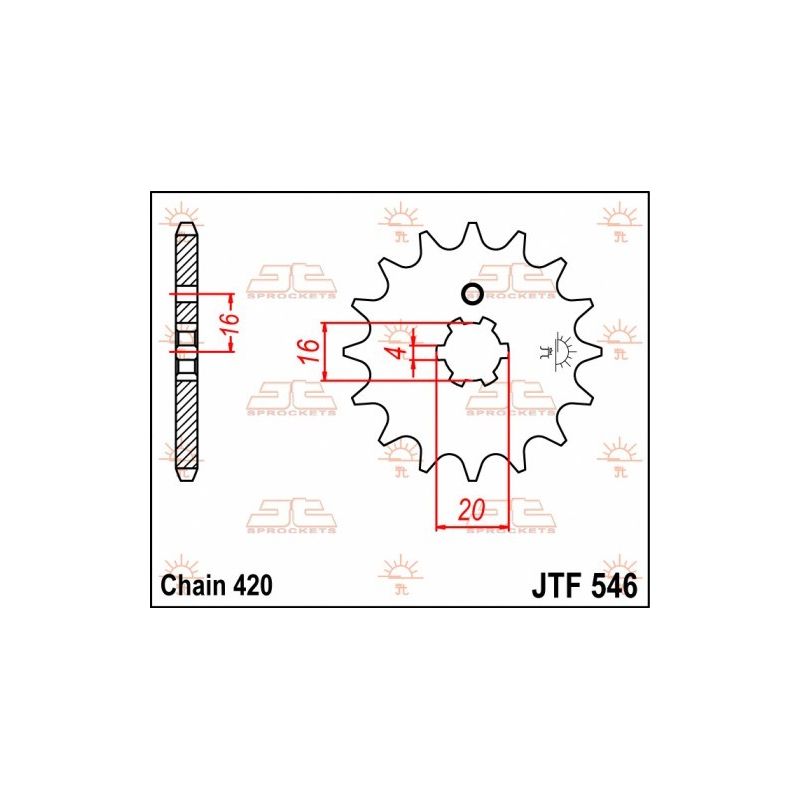 JTF546.13 Pignoni in acciaio JT KAWASAKI KX 85 2001-2023 Passo 420 - 13 denti  JT
