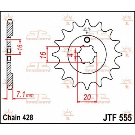 JTF555.13 Pignoni in acciaio JT KAWASAKI KX 85 2001-2023 Passo 428 - 13 denti  JT
