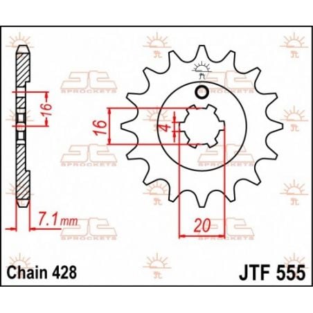 JTF555.13 Pignoni in acciaio JT KAWASAKI KX 65 2000-2023 Passo 428 - 13 denti  JT