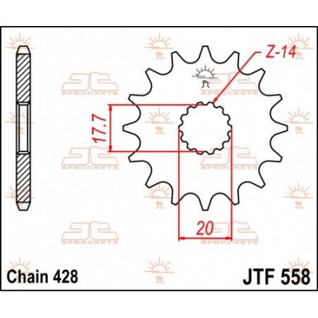 JTF558.14 Pignoni in acciaio JT YAMAHA YZ 85 2002-2022 Passo 428 - 14 denti  JT