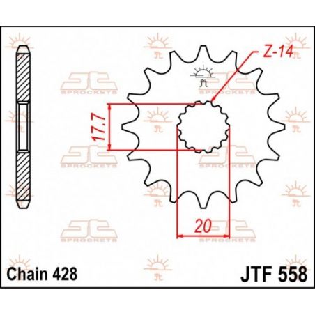 Pignoni in acciaio JT YAMAHA YZ 85 2002-2022 Passo 428 - 14 denti