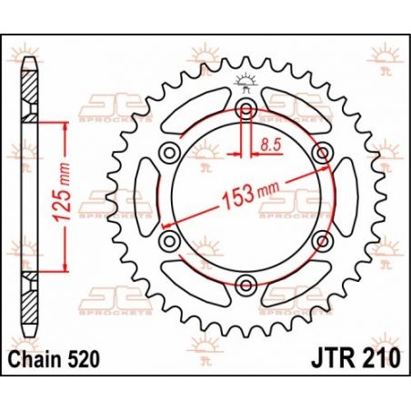 Corone in acciaio JT HONDA CRF 450 R 2002-2023  44 denti