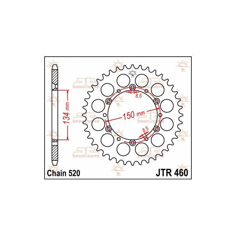 JTR460.50 Corone in acciaio JT KAWASAKI KX 250 F 2004-2023 50 denti  JT