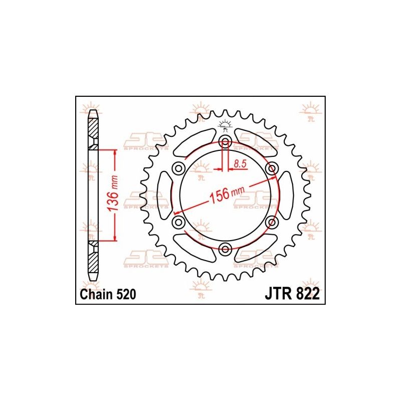 JTR822.52 Corone in acciaio JT SHERCO 250 SE-R 2014-2023 52 denti  JT