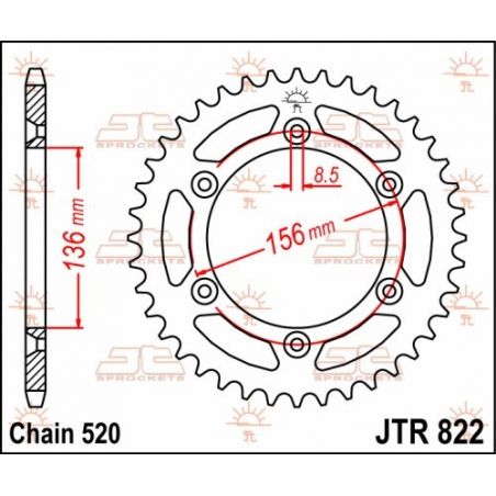 JTR822.52 Corone in acciaio JT SHERCO 250 SE-R 2014-2023 52 denti  JT