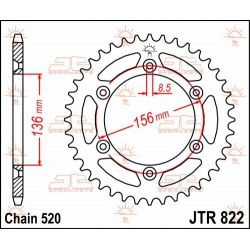 JTR822.52 Corone in acciaio JT SHERCO 300 SEF-R 2014-2023 52 denti  JT