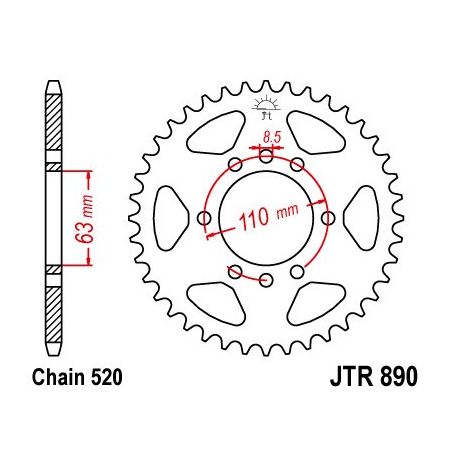 Corone in acciaio JT KTM 390 Duke 2013-2022 45 denti