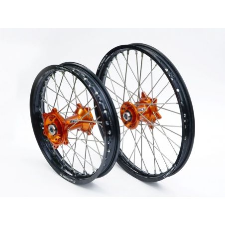 Ruote complete REX KTM 500 EXC 2012-2022 Cerchio nero - Mozzo arancione 18