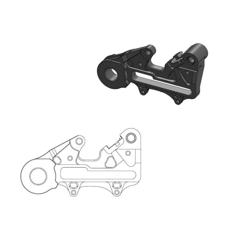 MOTO MASTER Staffa di trasferimento maggiorata per pinza freno con End AxleAdap per disco posteriore da 220mm