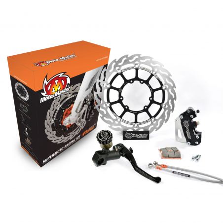 MOTO MASTER Kit Freno Completo Supermoto Racing con Disco, Pastiglie, Pinza, Adattatore, Tubo freno, Pompa radiale