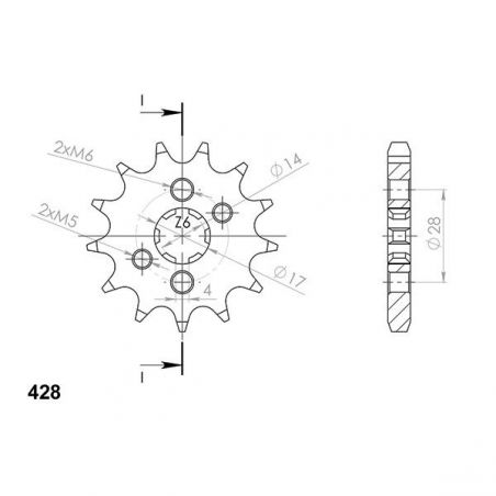 PIGNONE S AC P428-D13 APRILIA RS4 ABS / RS4 Replica ABS 4T E4/E5 (KC000/XA00AA) 125 17/22