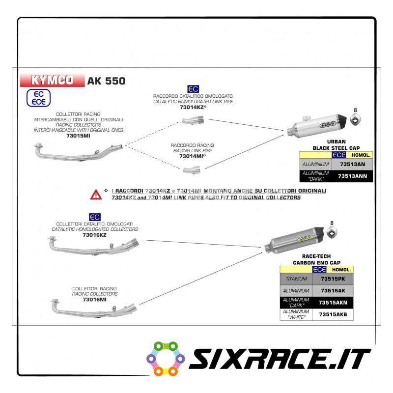73014MI-33695 Raccordo racing per scarico Urban Kymco AK 550 2017-2018 73014MI 8019799091948 ARROW