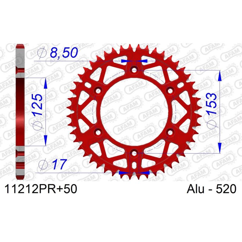 A11212.50R Corone in ergal autopulenti AFAM HONDA CR 250 84-07 Denti:50 Passo:520 AFAM