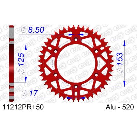 A11212.50R Corone in ergal autopulenti AFAM HONDA XR 650 R 00-07 Denti:50 Passo:520 AFAM