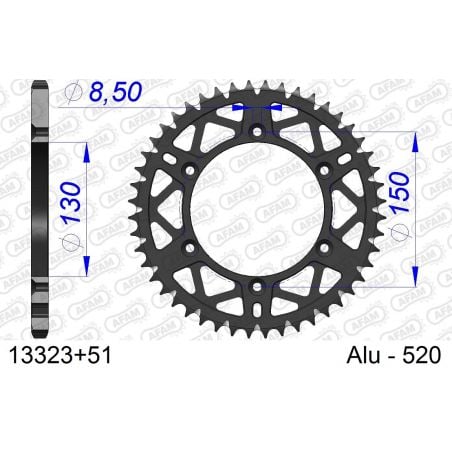A13323.51 Corone in ergal autopulenti AFAM YAMAHA YZ 250 F 01-23 Denti:51 Passo:520 AFAM