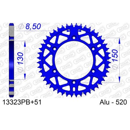 A13323.51B Corone in ergal autopulenti AFAM YAMAHA YZ 400 F 99-99 Denti:51 Passo:520 AFAM