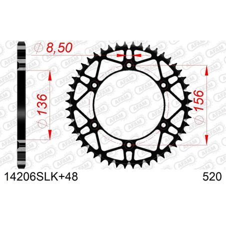 A14206S.48 Corone in acciaio SLK AFAM BETA RR 525 05-09 Denti:48 Passo:520 AFAM