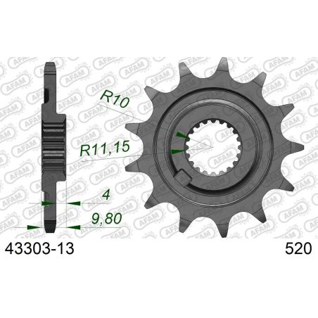 A43303.13 Pignoni in acciaio AFAM SHERCO 250 SEF-R 14-20  AFAM
