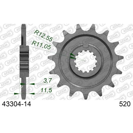 A43304.14 Pignoni in acciaio AFAM SHERCO 450 SEF-R 15-23  AFAM